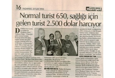 Normal turist 650, sağlığı için gelen turist 2.500 dolar harcıyor.