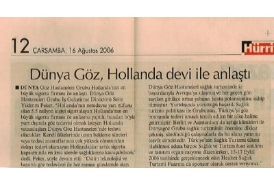 Dünyagöz, Hollanda devi ile anlaştı.